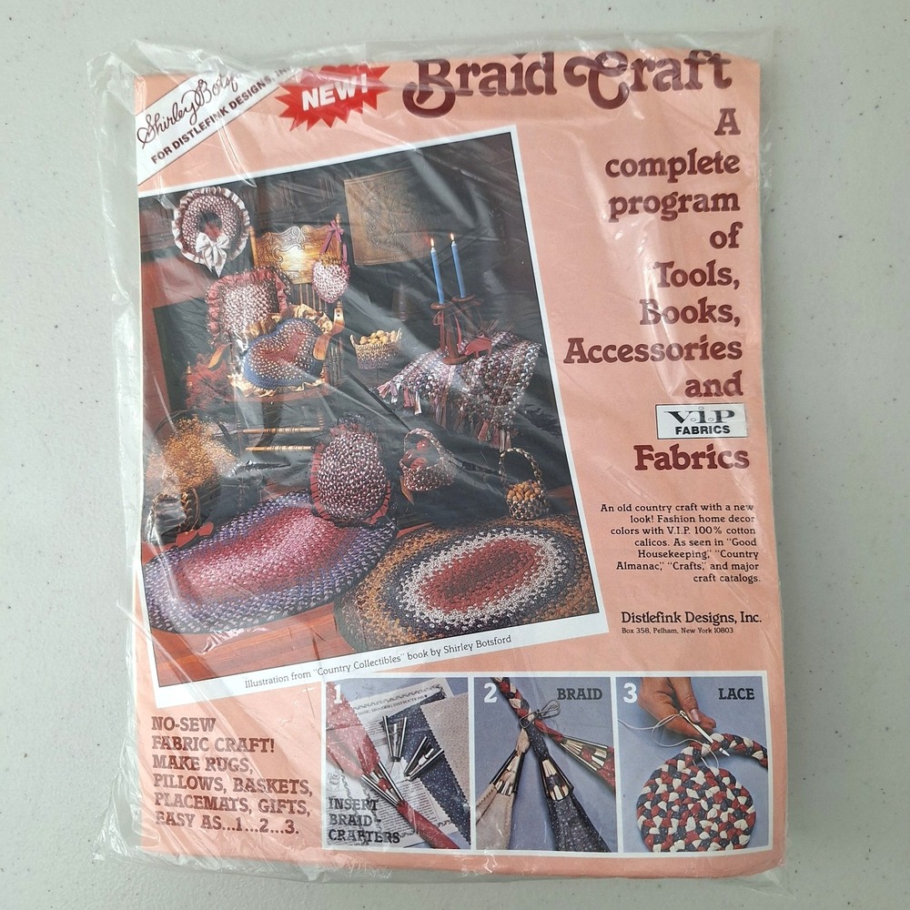 1980's Braid Craft Complete Vintage Tool Kit Shirley Botsford Rug No Sew Kit New